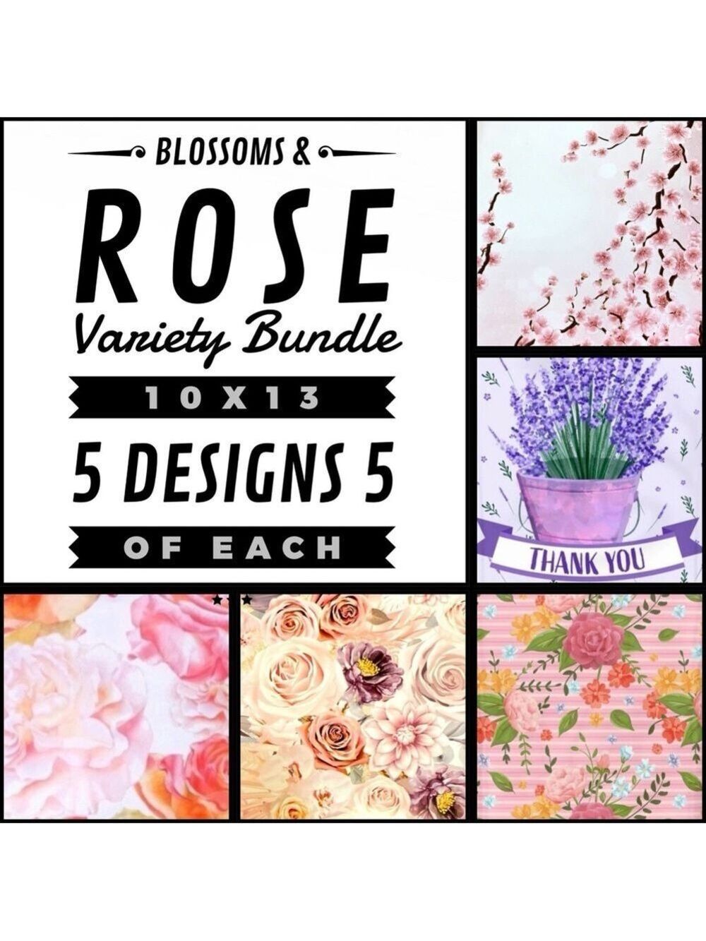 25 10x13 Poly Mailers Blossoms and Rose Variety Bundle Lavender, Cherry, - Picture 2 of 7